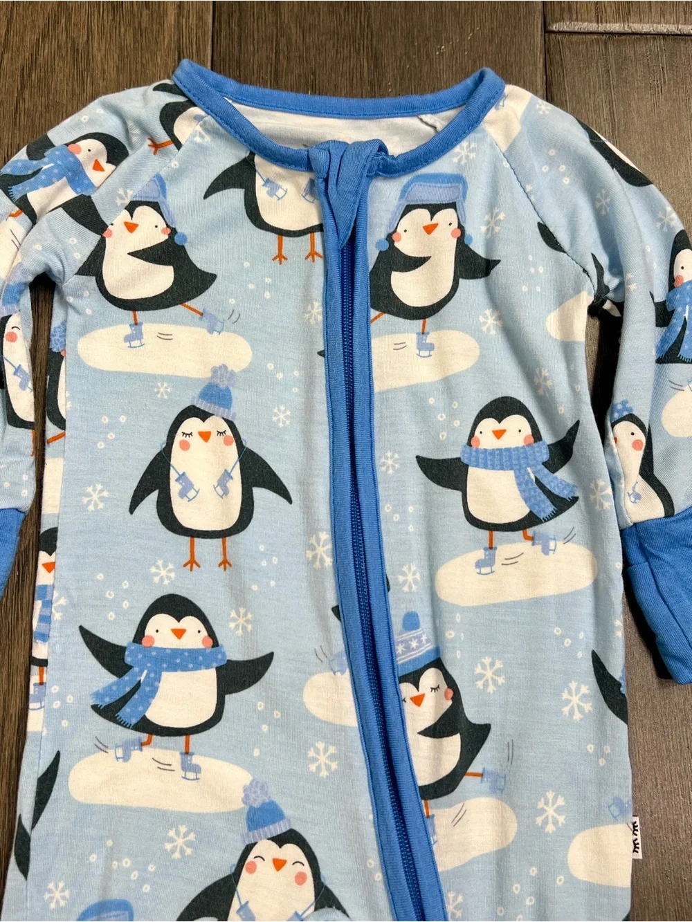 Little Sleepies Penguin Party Bamboo Zippy Newborn (Convertible Mittens & Feet)
